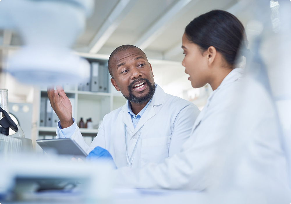 Pharmacists in discussion